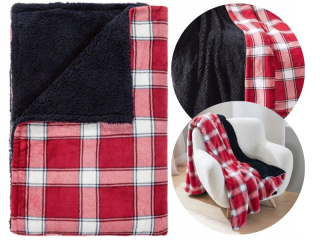 Prikrývka, prehozy na posteľ - Plyšová prikrývka Red Plaid 150x200 Fleece