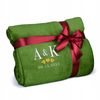 Prikrývka, prehozy na posteľ - Prikrývka s výšivkou 220 x 200 Plaid na Valentína pre manželku