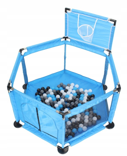 Ohrádka pre deti - OHRÁDKA PRE DETSKÚ 126cm SUCHÝ BAZÉN + 100 loptičiek + KOŠÍK