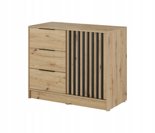 Komoda do študenskej izby - Zásuvky 105 cm Lamele Nevia remeselníkovej farby