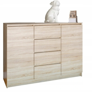 Zásuvky na hrudi 120 cm 2 Dvere 4 zásuvky Sonoma