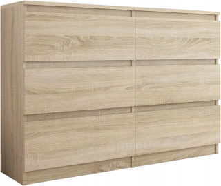 Komoda do obývačky - Zásuvky na hrudník 120 cm skrinky 6 zásuviek Sonoma R120