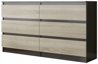 Komoda do spálne - Zásuvky 120 cm skrinka 6 zásuviek wenge mix Sonoma Pl
