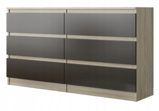Komoda do detskej izby - Zásuvky na skrinke 140 cm 6 zásuviek Sonoma Mix Wenge Pl