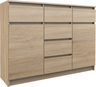 Komoda do obývačky - Kúzačka 140 cm x 100 x 38 Sonoma 6 zásuviek 2 skrinky