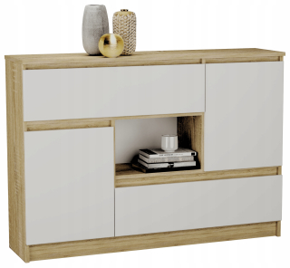 Komoda do obývačky - Zásuvky 2 zásuvky plus 2 skrinky 120 cm mix Sonoma
