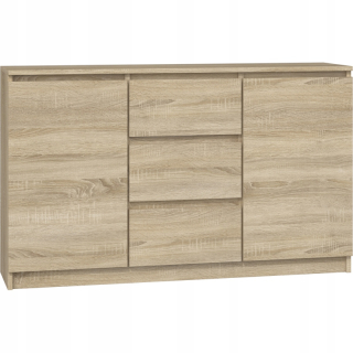 Komoda do obývačky - Kúzačka 2d3s 120 cm dubové zásuvky Sonoma Dvere Dvere Top