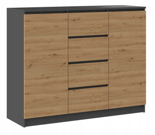 Komoda do obývačky - Zásuvky 2d4s 120 cm 4 zásuvky antracite dubový remeselník