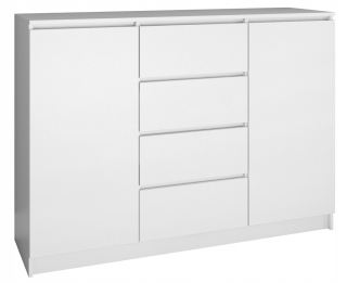 Komoda do obývačky - Zásuvky 2d4s 120 cm biele 4 zásuvky 2 Dvere salón