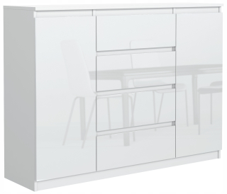 Komoda do obývačky - Kufrík 2d4s 120 cm biely lesklý skrinka