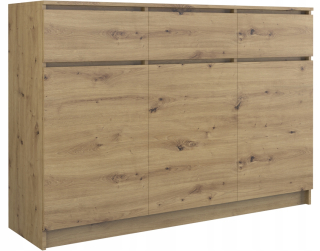 Komoda do obývačky - Zásuvky 3d3s 120 cm dubové remeselné dverové zásuvky salón