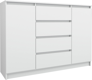 Komoda do obývačky - Kúzačko 4 zásuvky plus 2 skrinky 140 cm biele veľké