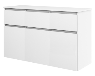 Komoda do študenskej izby - Biela komoda 120 cm k2 Pasné do obývacej izby pre izbu