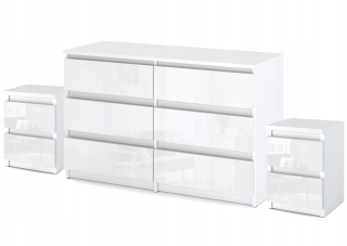 Komoda do študenskej izby - Zásuvky Biała Gloss Table 6 zásuviek nočné stoly