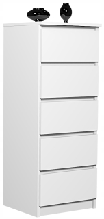 Komoda do obývačky - Biała York 40 5 5 zásuvky