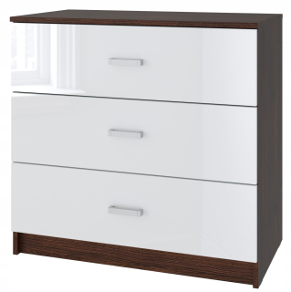 Komoda do obývačky - Zásuvka biely laminát/wenge 80 cm podkrovia Ardsel