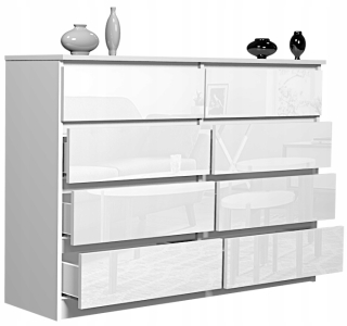 Komoda do obývačky - Biały šaty York 120 8 zásuviek -produkt