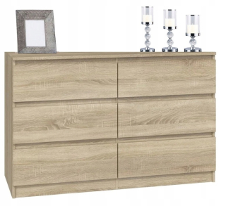 Komoda do študenskej izby - Coco hrudník, skrinka, Sonoma Oak Salon 6 zásuviek