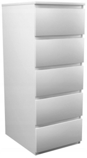 Komoda do študenskej izby - Veľká komoda 5 zásuviek Malwin W5 40 cm - biela podložka