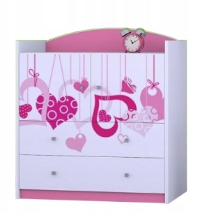 Komoda do študenskej izby - Happy K07 hrudník - ružový - nábytok pre deti