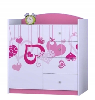 Komoda do študenskej izby - Happy K08 hrudník - ružová