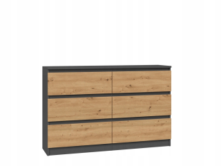 Komoda do detskej izby - Malwa M6 120 Kúzačka - remeselník Anthracite / Oak