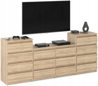 Komoda do obývačky - Modern Dresser, 220 cm nástenná jednotka Sonoma Oak