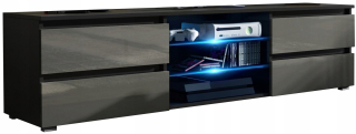 Skrinka pod TV - Trhliaca kabineta RTV Black + Grey Gloss 150