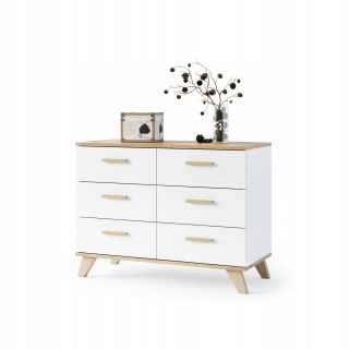 Komoda do detskej izby - Scandi Scandinavian Style Trh s zásuvkami 100 cm biely/wotan
