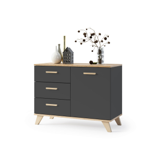Komoda do detskej izby - Scandi Scandinavian Style Trh s zásuvkami 100 cm grafit/wotan
