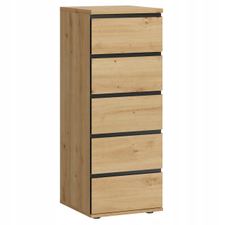 Komoda do obývačky - Zásuvka Sevilla 5s 40 cm dub remeselníka úzka mafmeble