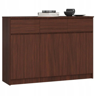 Komoda do študenskej izby - Šatník komoda 140 cm 3 dvere 3 zásuvky Wenge veľké