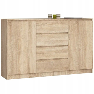 Komoda do študenskej izby - Šatník komoda 160 cm 4 zásuvky 2 dvere Sonoma Veľký