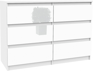 Komoda - SKRINKA SKRINA 120CM 6 ZÁSUVKOV BIELY LESK