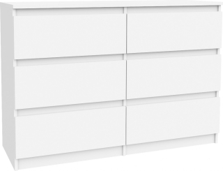 Komoda do obývačky - Skrinka na komoda 120 cm 6 bielych zásuviek