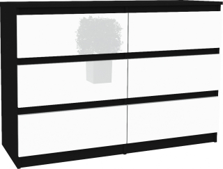 Komoda do obývačky - Skrinka na komoda 120 cm 6 zásuviek čierny biely lesk