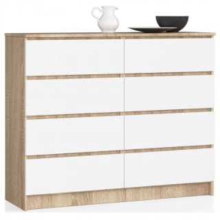 Komoda do detskej izby - Skrinka na komoda 120 cm 8 zásuviek Sonoma - veľké veľké