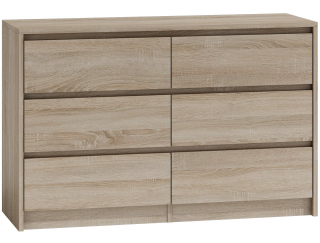 Komoda do obývačky - Zásuvka na komoda 6 zásuvky 120 cm dub Sonoma Karo K120