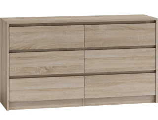 Komoda do spálne - Zásuvka na komoda 6 zásuvky 140 cm Sonoma Oak Karo K140