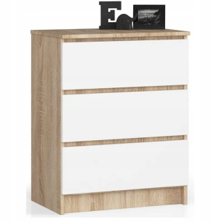 Komoda do obývačky - Skrinka na komoda 60 cm 3 zásuvky Sonoma / White Oak