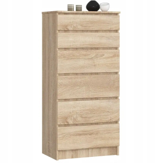 Komoda do obývačky - Skrinka na komoda 60 cm 6 zásuviek Sonoma High High