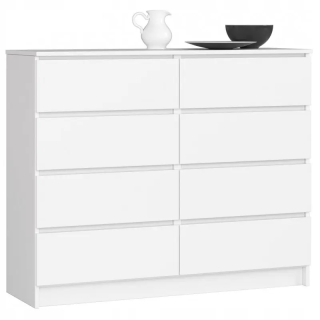 Komoda do obývačky - Karmata s hrudníkmi skrinky 120 cm 8 zásuviek biele veľké