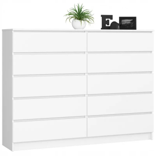 Komoda do obývačky - Zásuvka na komoda skrinka 160 cm 10 zásuviek Biała biała