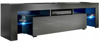 Skrinka pod TV - Zásuvky RTV Black Rat/ Grey Gloss 160 cm
