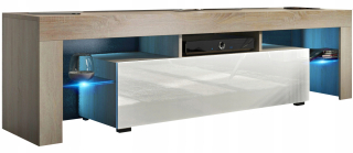 Skrinka pod TV - 2d 120 cm šatníka - Sonoma - Lacobel White + zrkadlo