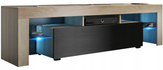 Skrinka pod TV - Zásuvka RTV Skrint Sonoma Oak + Black Mat 160 cm