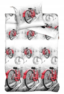 Kompletný set posteľných obliečok - Posteľná súprava 140x200 bicykel nová