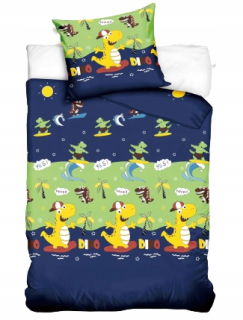 Kompletný set posteľných obliečok - Posteľná súprava 140x200 Dino Dino Detský dinosaurus