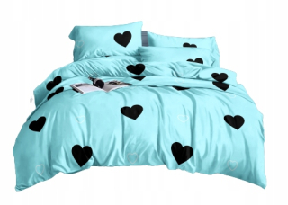 Kompletný set posteľných obliečok - Sada 3D podstielky 160x200 Blue Heart Heart