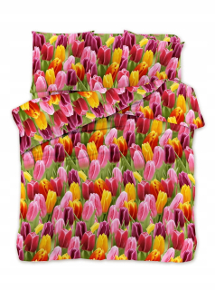 Kompletný set posteľných obliečok - Sada podstielky 3d 160x200 kvety tulipány 2472
